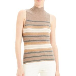 Theory Women's Ribbed Regal Stripe Sleeveless Cashmere Sweater Small